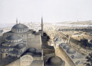 Panoramautsikt over Konstantinopel fra kuplene, 1852